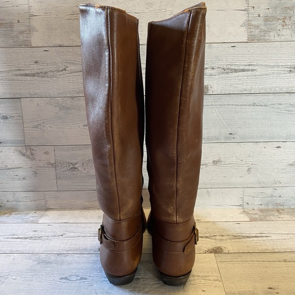 White Mountain Boots Womens 8.5 Brown Leather Pointed Riding Buckle Strap Tall - Picture 7 of 16